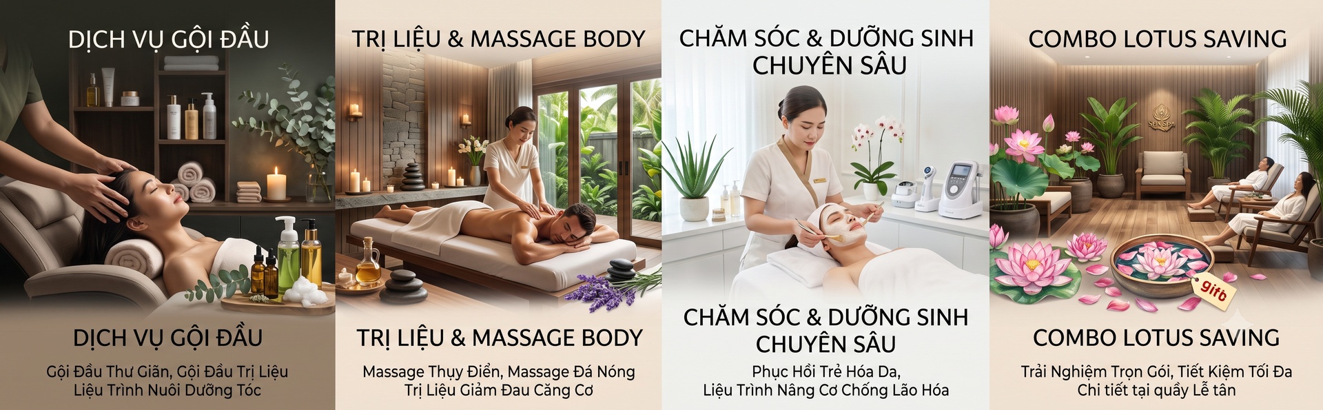 Menu dịch vụ Lotus Spa